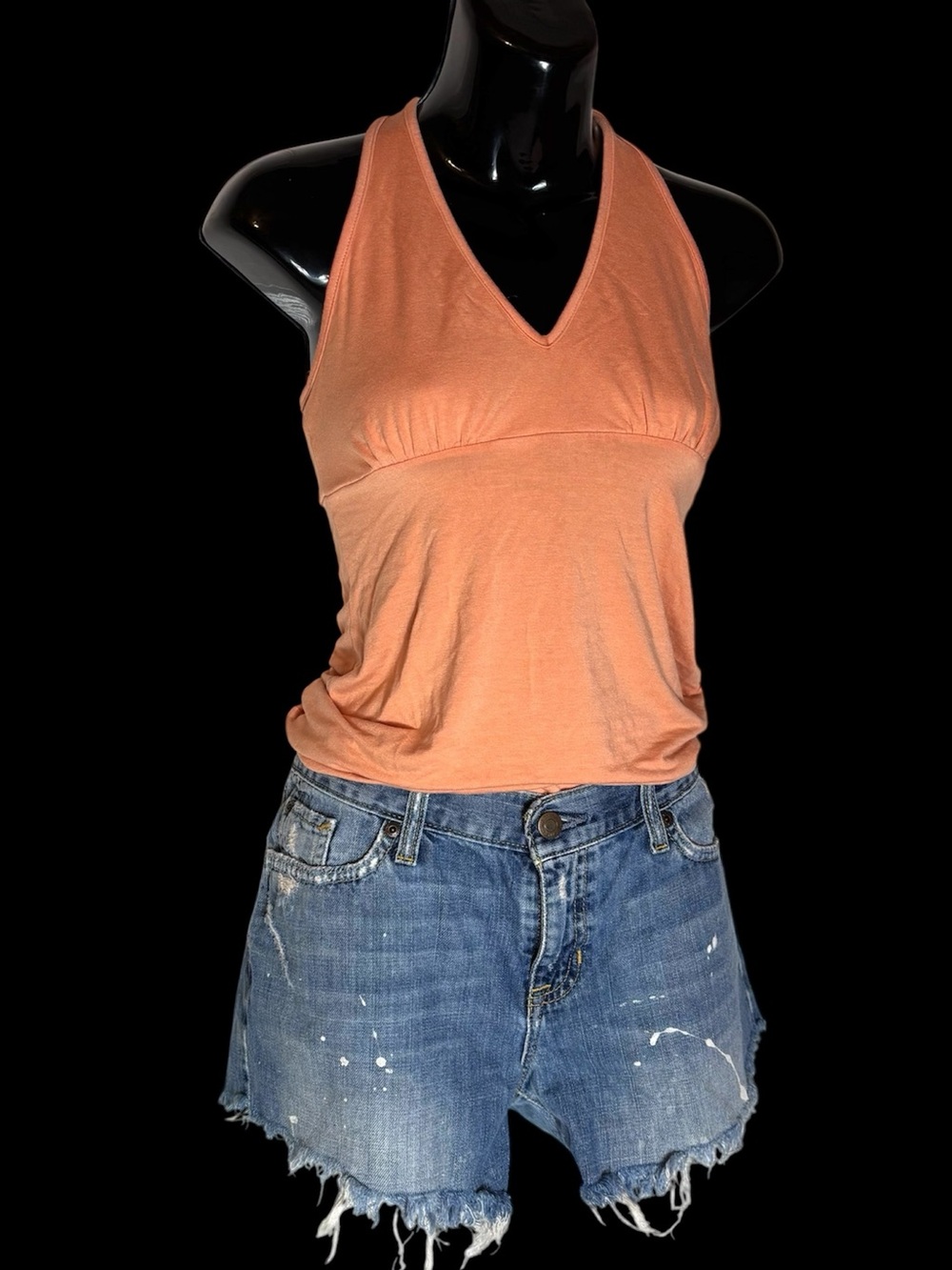 bebe Peach V-Neck Sleeveless Tank